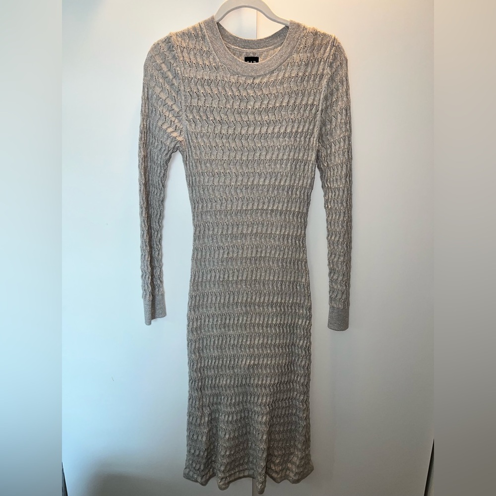 GAP Sparkly Silver Knit Midi Dress